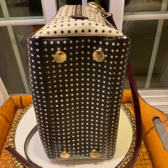 Fossil Sydney Satchel Polka Dot Leather Bag NWOT - Picture 3 of 6